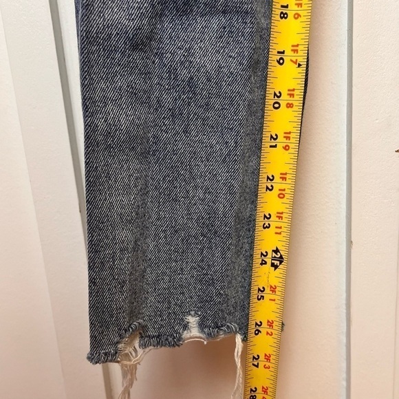 Cello Women's Juniors Size 7 Blue Straight Leg Distressed Raw Hem Ripped Jeans - Picture 10 of 12